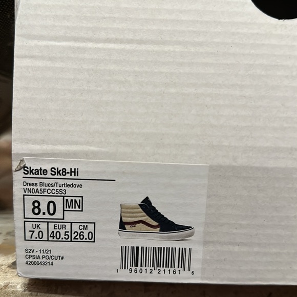 Vans Skate Sk8 Hi Dress Blue Turtle Dove - Picture 8 of 9